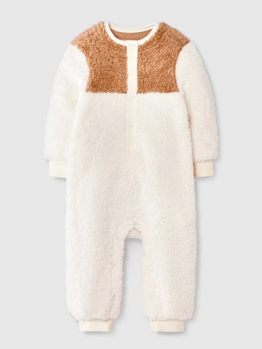 Cat & Jack Teddy One-Piece Romper in Cream and Brown Size 3-6 Months